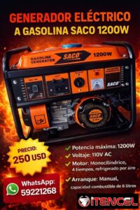 GENERADOR ELÉCTRICO SACO 1200 W