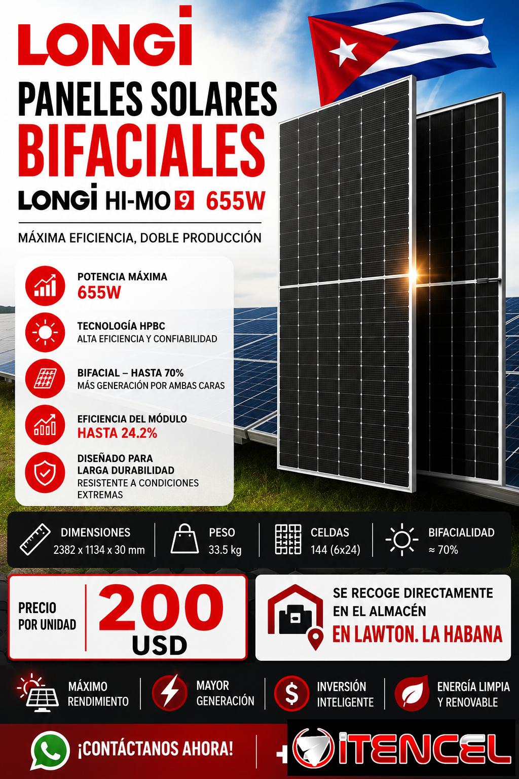 🚨 PANELES SOLARES BIFACIALES LONGI HI-MO 9 DE 655W 🚨