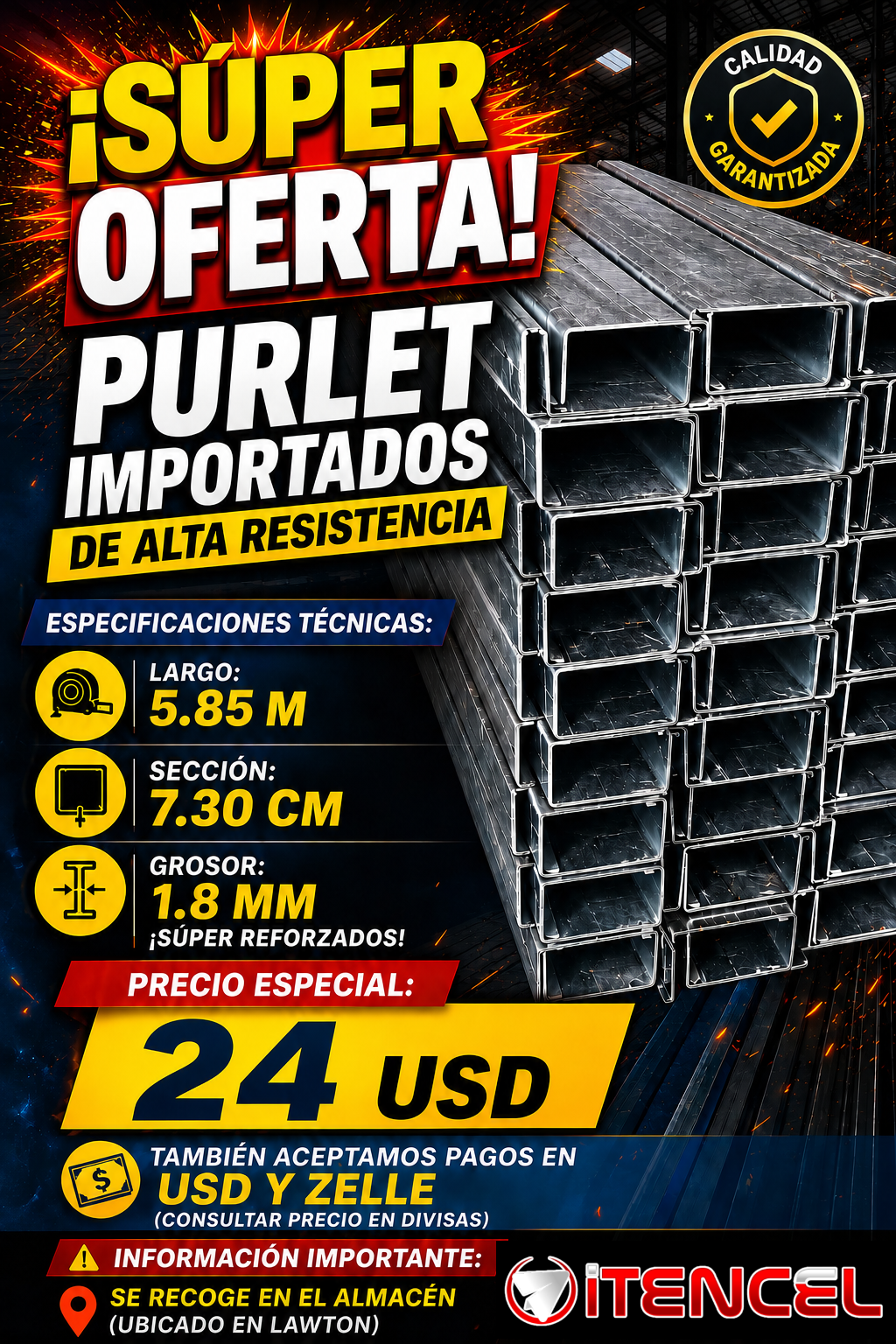 Purlet importados de alta resistencia