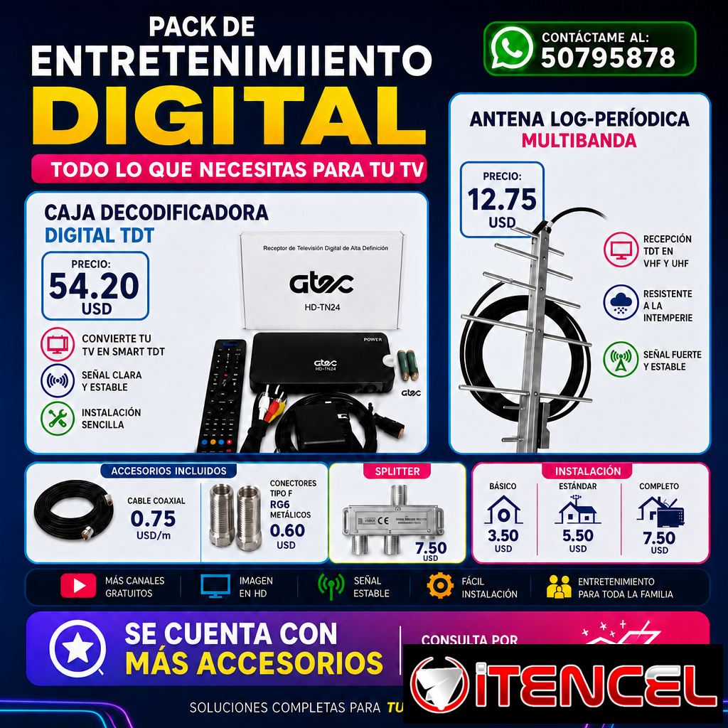 Antenas, cajas decodificadoras y más