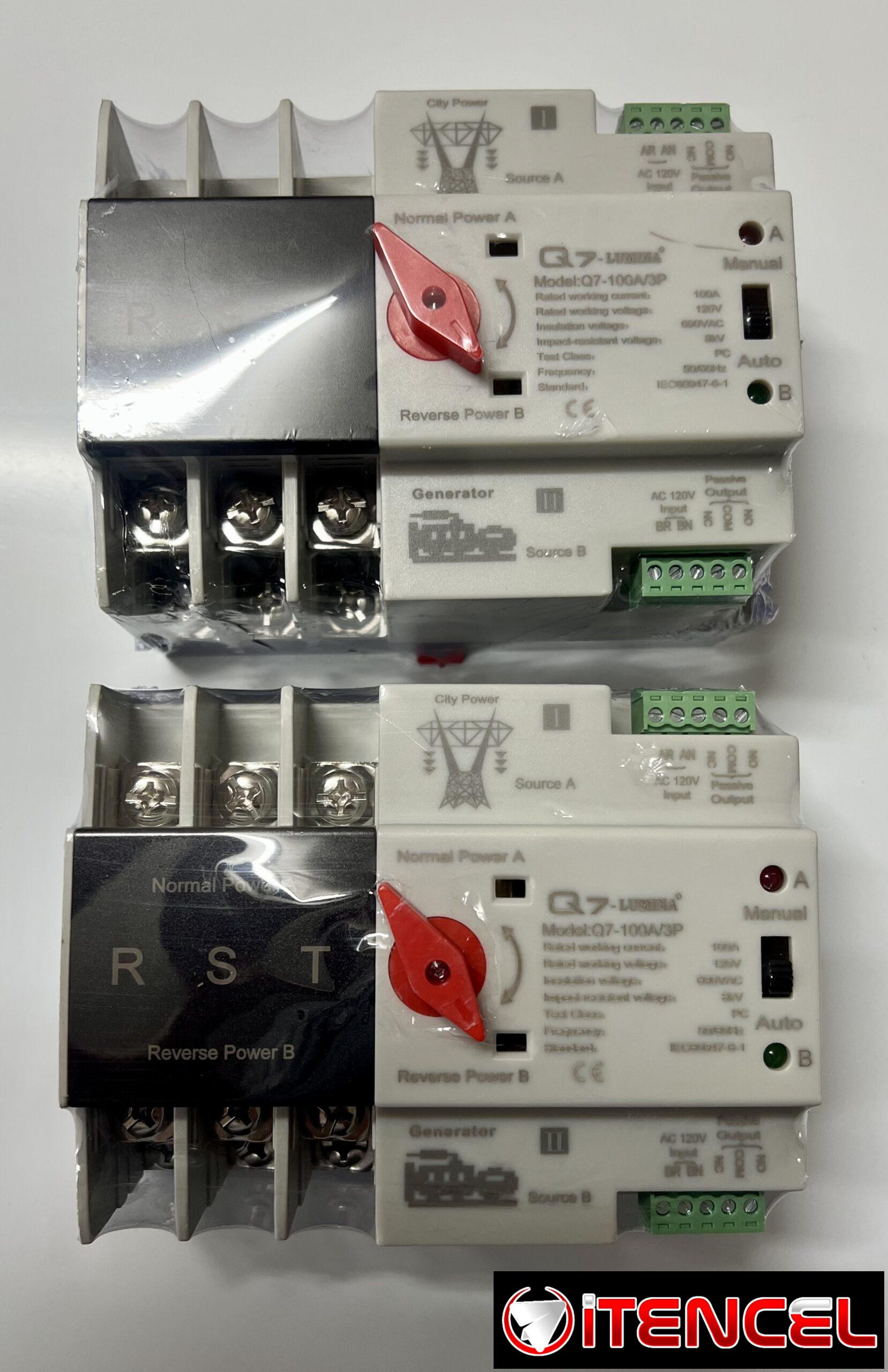 Transfer eléctrico Automático 110volt, 3 vías, 100 Amp