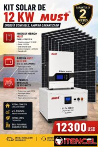 KIT SOLAR DE 12 KW MUST ENERGÍA CONFIABLE, AHORRO GARANTIZADO GARANTÍA DE 2 MESES INVERSOR HIBRIDO MUST PARA LA 110/220 V • Potenc