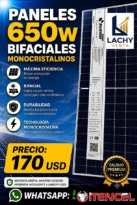 Paneles 650w bifaciales monocristalinos