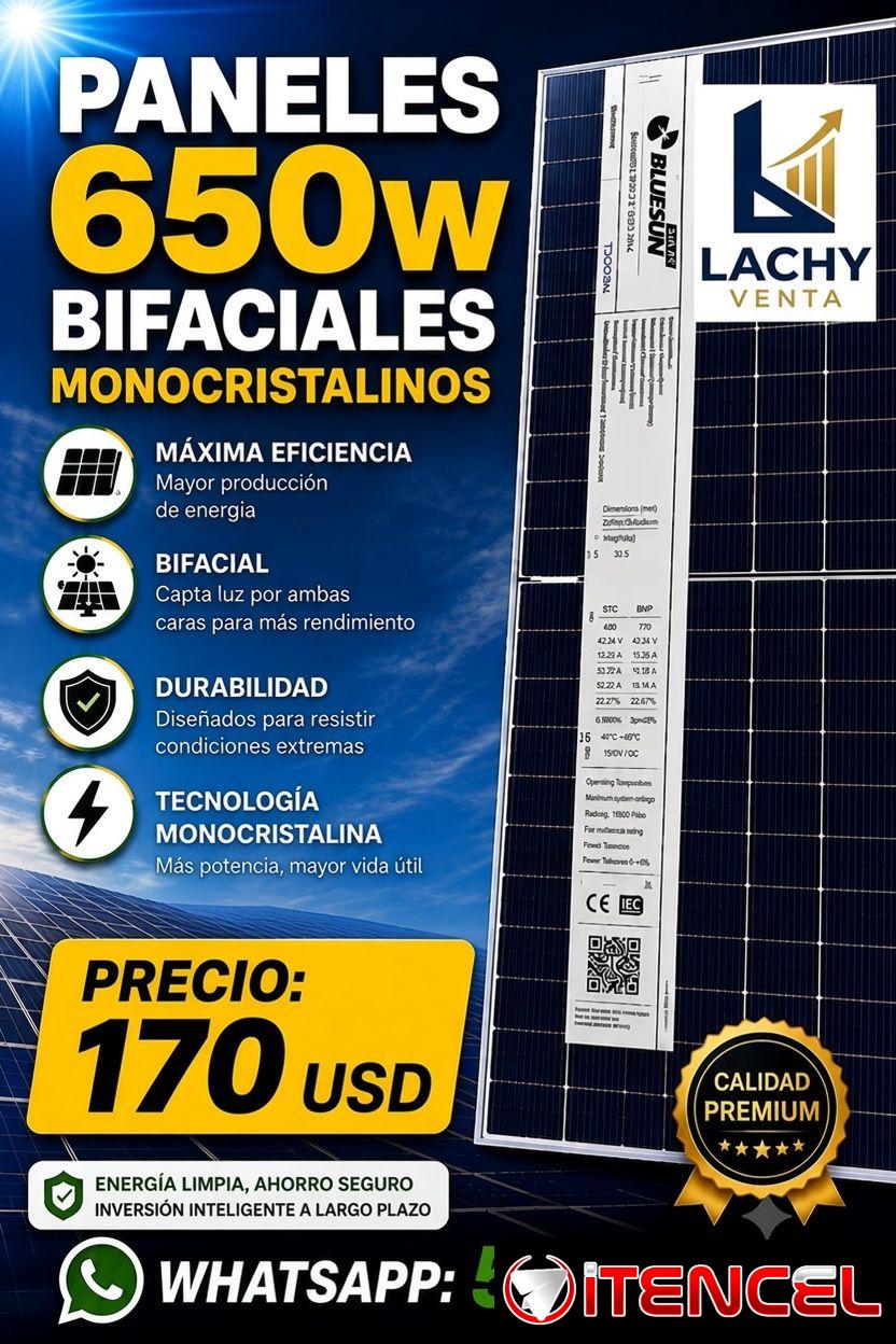 Paneles 650w bifaciales monocristalinos