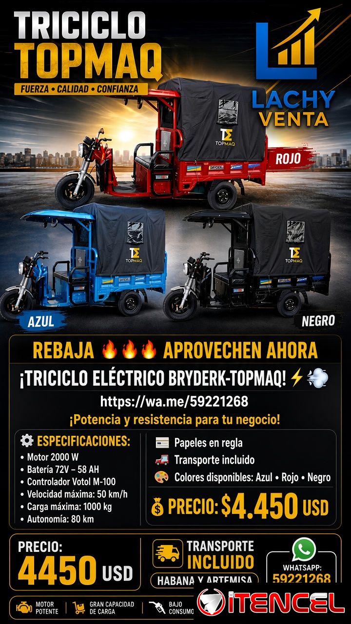 ¡TRICICLO ELÉCTRICO BRYDERK-TOPMAQ! ⚡🛺💨