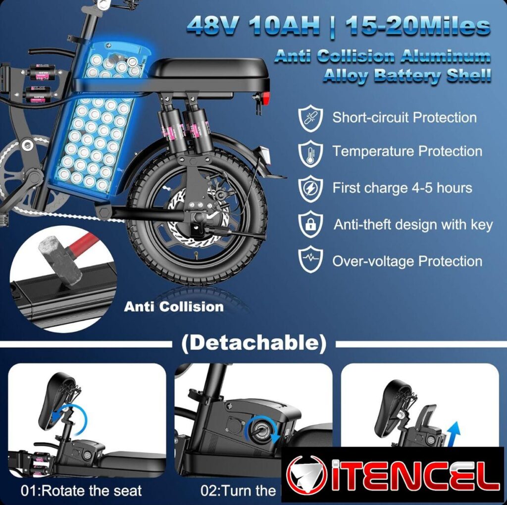 BICICLETA ELÉCTRICA PLEGABLE 14" 1200W 48V - NUEVA EN CAJA - $500 USD — foto 6