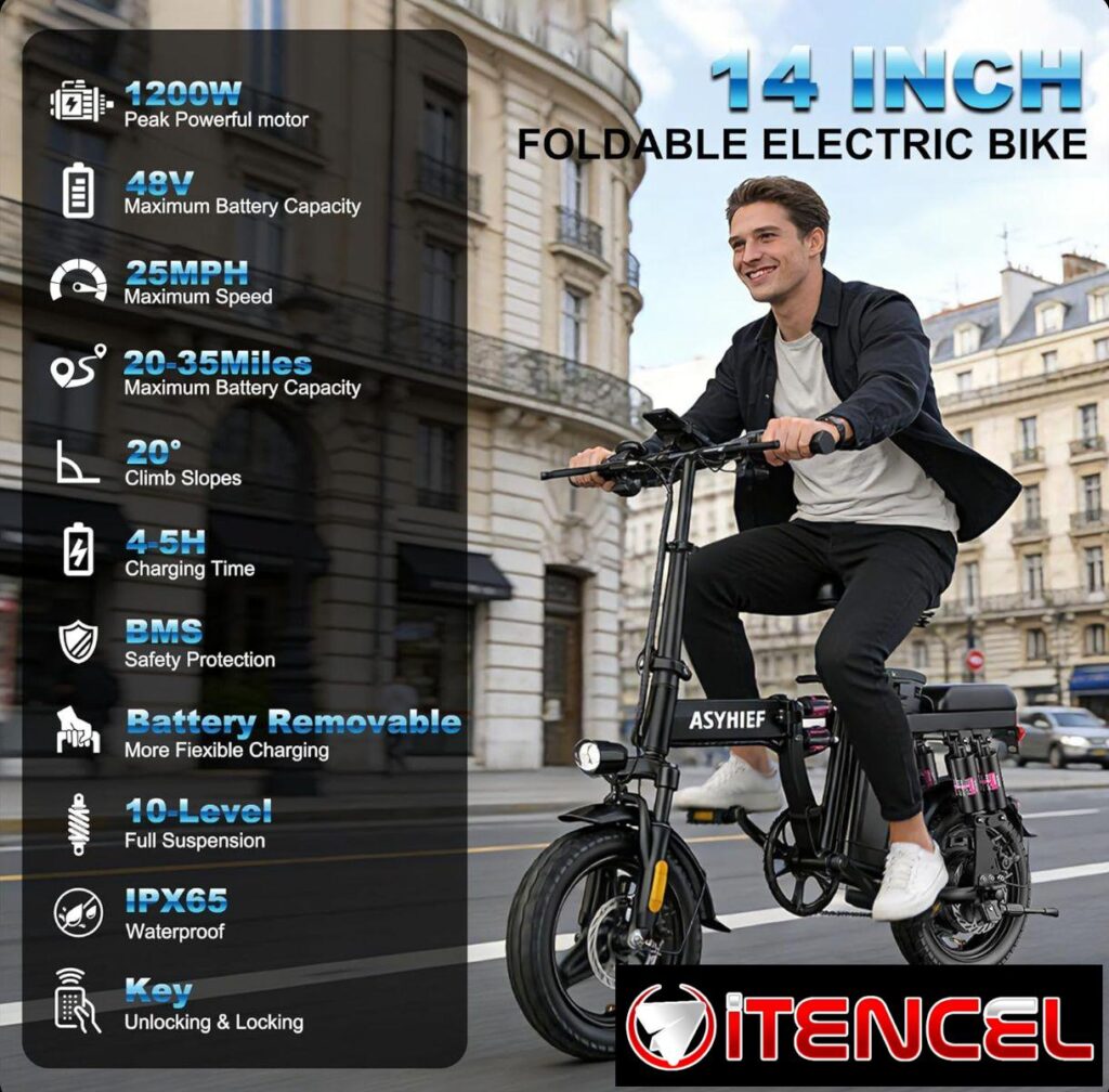 BICICLETA ELÉCTRICA PLEGABLE 14" 1200W 48V - NUEVA EN CAJA - $500 USD — foto 3